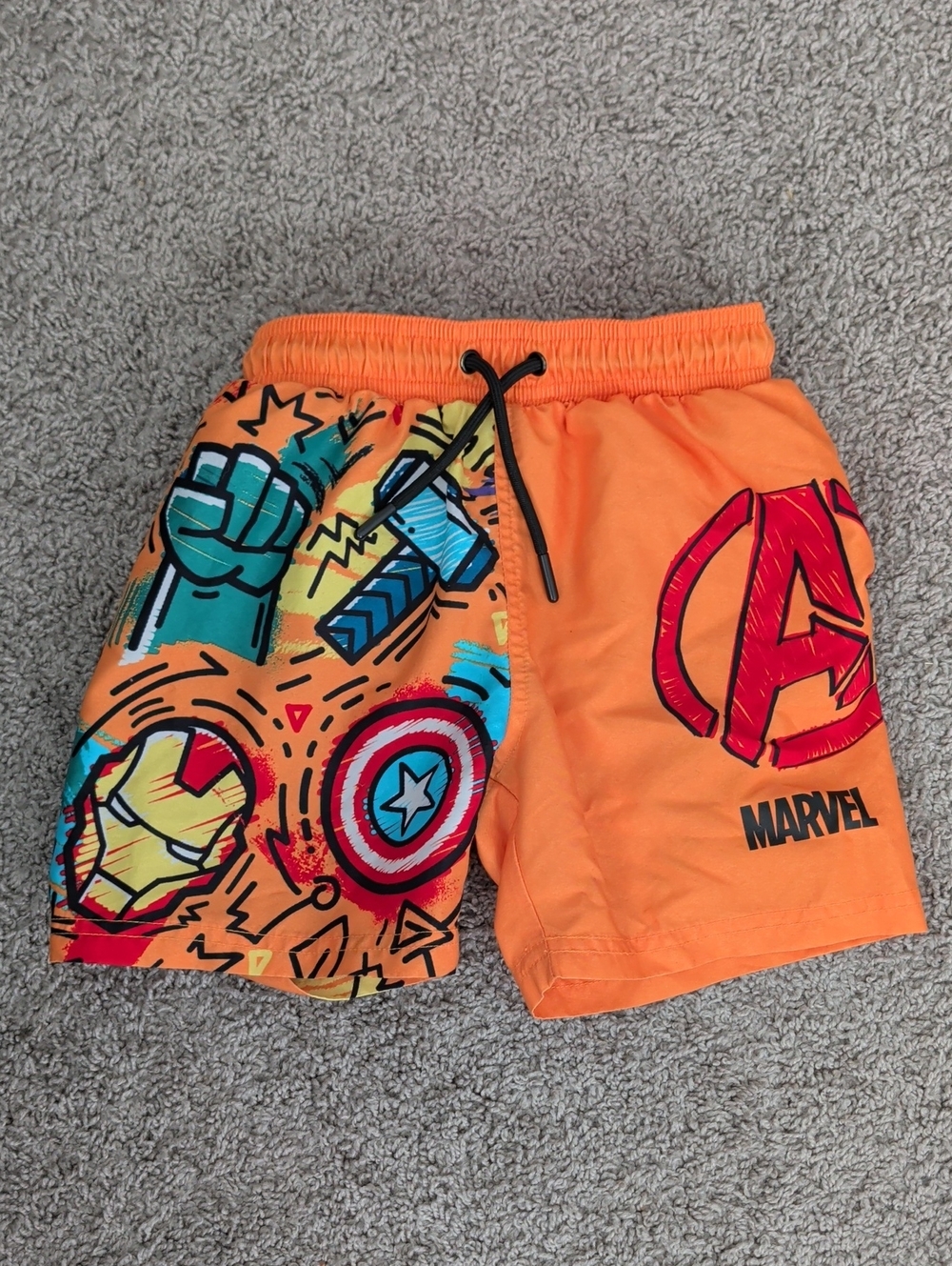 Marvel X Primark Boys Orange Avengers Swim Shorts Size 4-5 Years